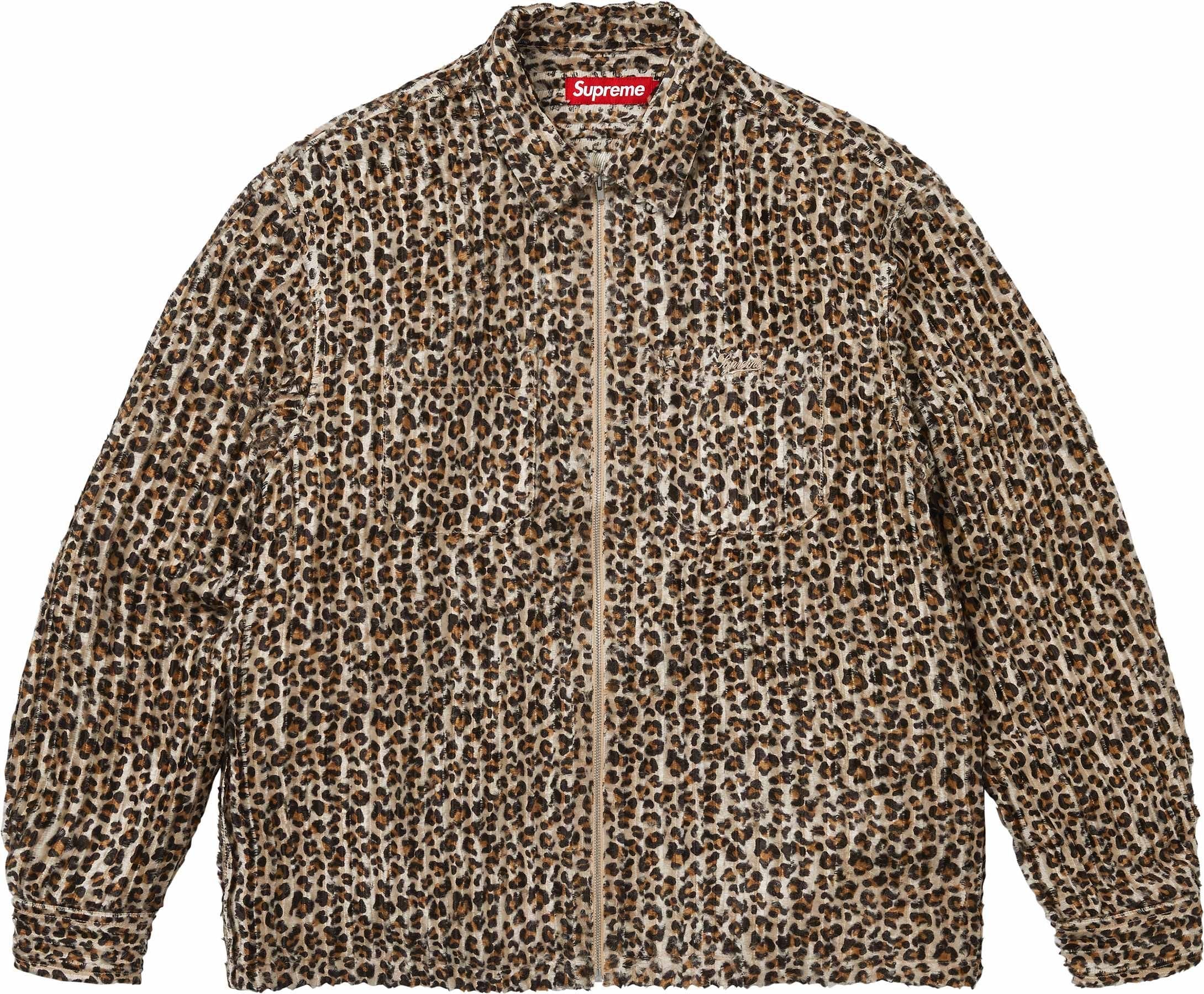 Leopard Frayed Zip Up Shirt view 2